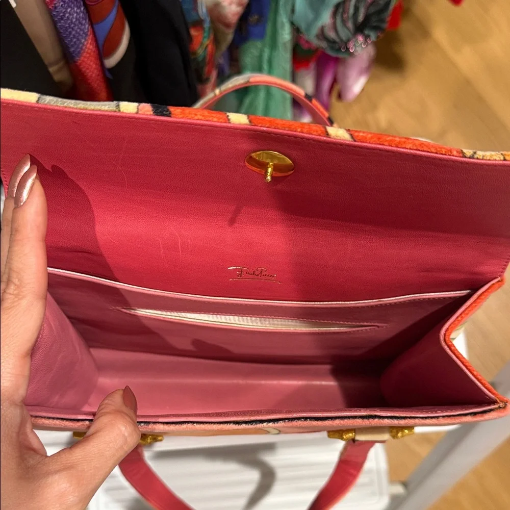 Emilio Pucci Red and Orange Vintage Rare Top Handle Bag - Picture 6 of 16